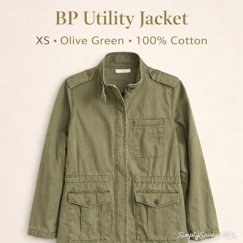 BP Nordstrom Olive Green Utility Jacket Womens XS Cotton Field Military Coat